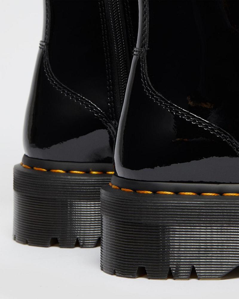 Black Men's Dr Martens Jadon Patent Leather Platform Boots | CA 556EBC